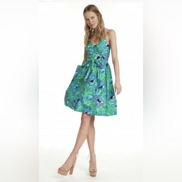 Anthropologie Plenty by Tracy Reese Green Kirby Floral Dress Size 12 - Picture 5 of 16